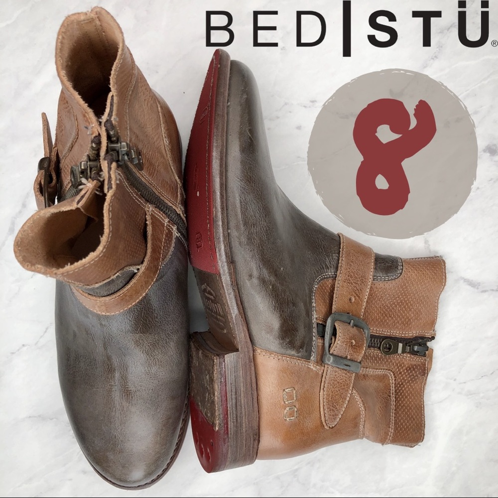 Bed|Stü Becca Distressed Leather Short Bootie 8
